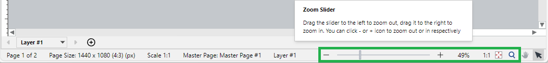 Zoom Controls on the Status Bar