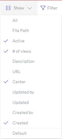 Show Content Toolbar Drop Down List For Permanent Links Page