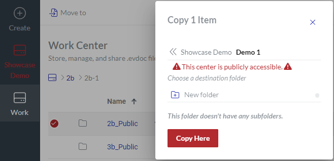 Specifying Work Center In Copy 1 Item Dialog For Folder
