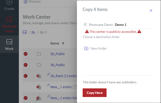 Specifying Work Center In Copy Items Dialog