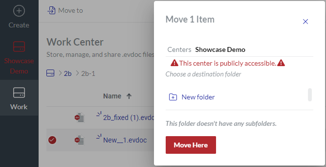 Specifying Work Center In Move 1 Item Dialog