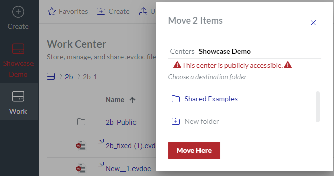 Specifying Work Center In Move Items Dialog