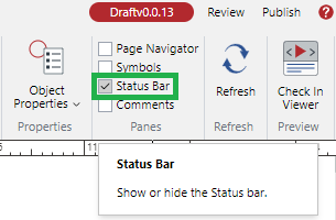 Status Bar Checkbox on the Panes Panel