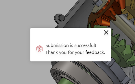The Submission is successful pop-up notification message