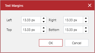 Text Margins pop-up dialog box