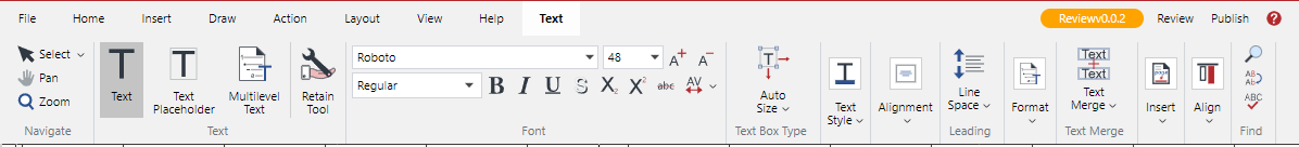 Text Ribbon Tab
