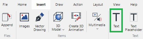Text Tool Button on the Text Panel of the Insert Ribbon Tab