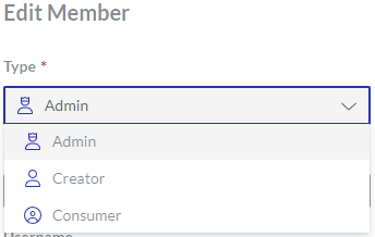 Type Drop-down List on the Edit Member Page