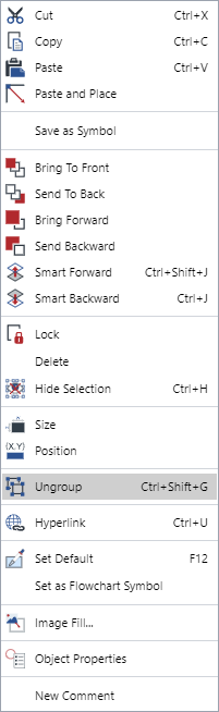 Ungroup Command from the Object Context-sensitive Menu