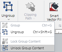 Unlock Group Content Command from the Ungroup Split Button Menu