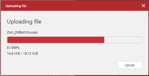 Uploading file Pop-up Dialog