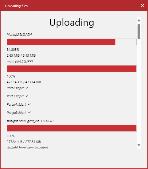 Uploading files Pop-up Dialog Box