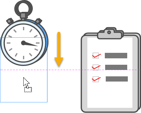 Center of watch aligns to Center of checklist