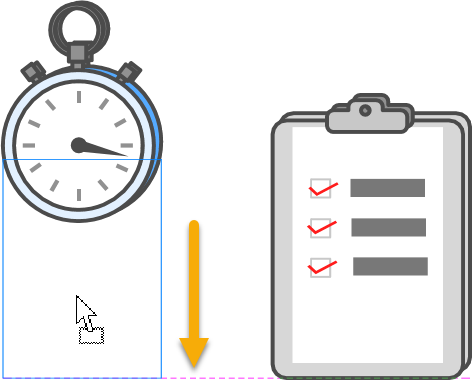 Bottom of watch aligns to Bottom of checklist