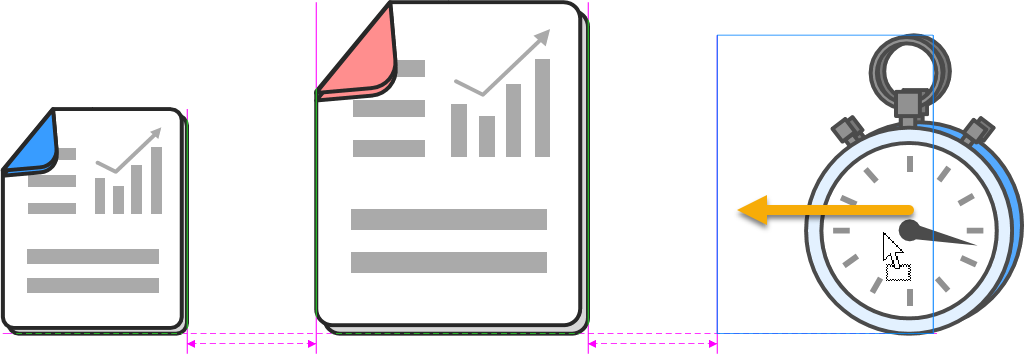 Horizontal Equidistance indicators are displayed between the objects