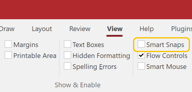 Smart Snaps checkbox
