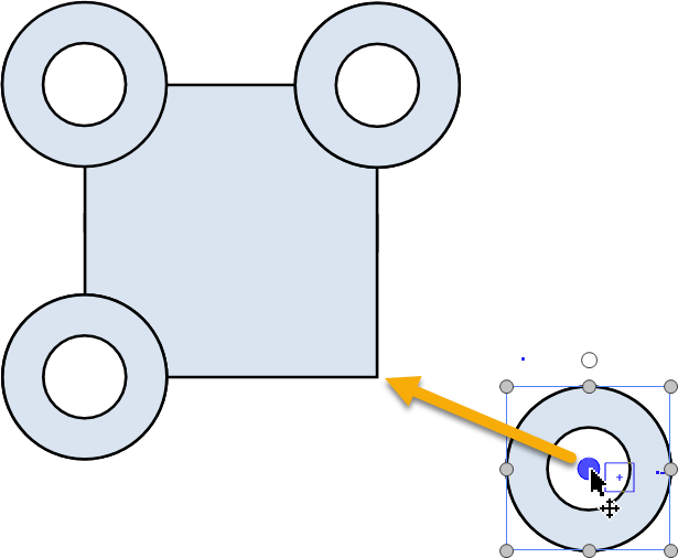 Anchor point of vector object and Center are selected for the snapping types