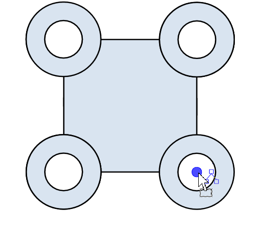 The circular object’s center snaps to the detected anchor point
