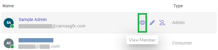 View Member Action Menu Button