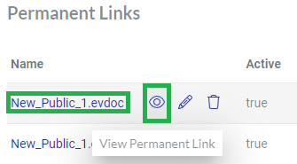View Permanent Link Action Menu Button