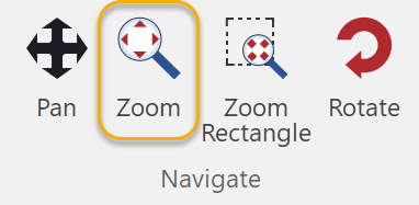 Zoom button in the Navigate Panel on the 3D Edit Ribbon Tab in 3D Edit Mode