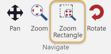 Zoom Rectangle button in the Navigate Panel on the 3D Edit Ribbon Tab in 3D Edit Mode
