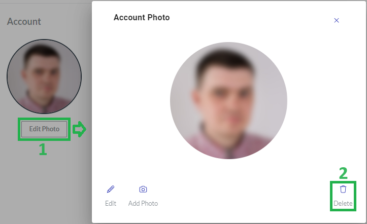 Delete Button in the Account Photo Dialog