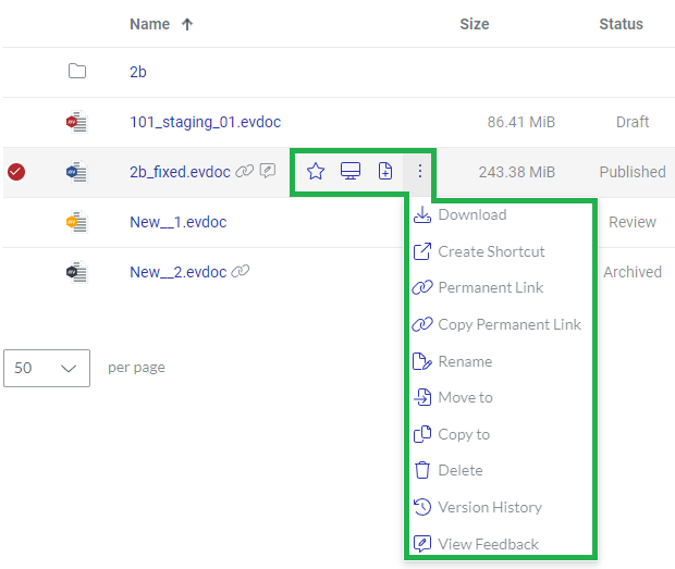 Action Menu For Files Action Menu For Files