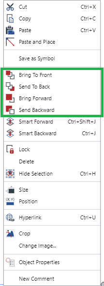 Arrange Command from the Object Context-sensitive Menu