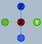 The axis triad rotated with the X axis toward the camera