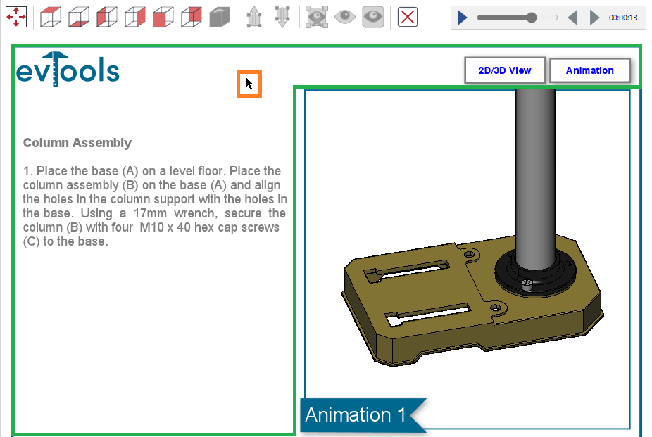 Clicking outside a 3D animation object on a page in the Viewer