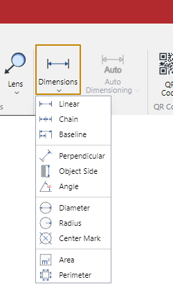 Dimensions Menu