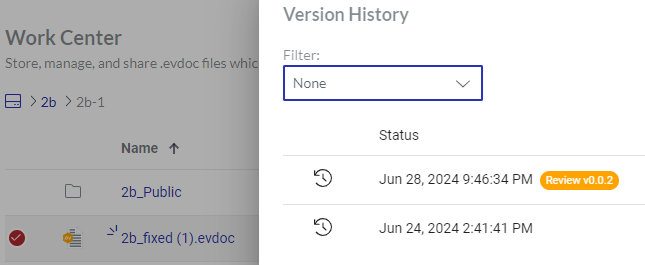 Document Status and Minor Version Are Updated