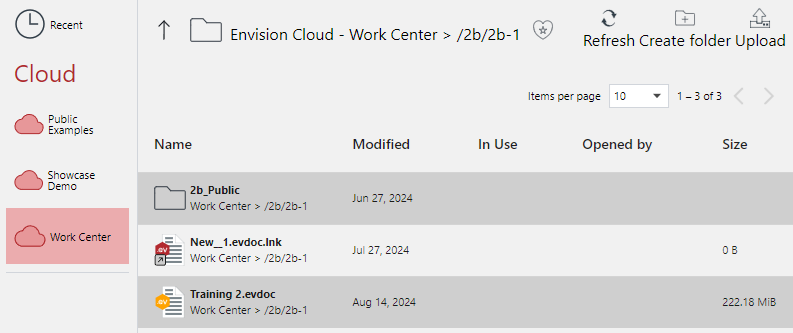 Document Row Selected in the Work Center Folder on the Open Screen