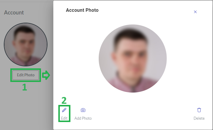 Edit Button in the Account Photo Dialog