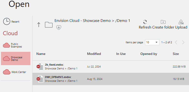 Envision File Uploaded to the Open Screen