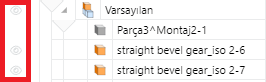 Faded Eye Icon of the Toggle Visibility Part Button in the Assembly Tree Pane in the 3D Edit Mode