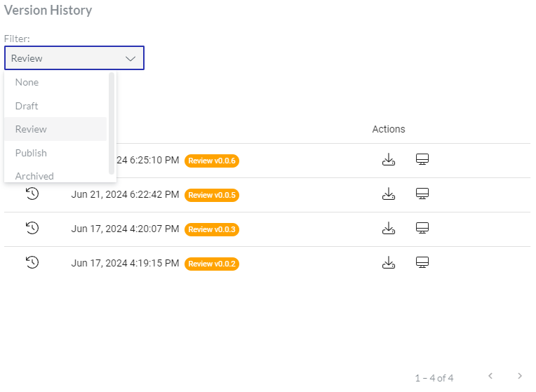 Filtering Version History Against Statuses