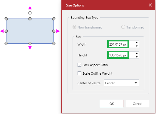 Four Decimal Places in the Size Options Pop-up Dialog