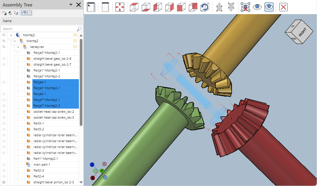 Hidden parts selected in the full-screen 3D viewer of the Envision Viewer