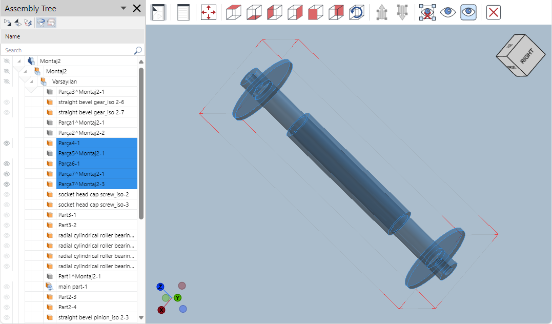 Isolated parts in the full-screen 3D viewer of the Envision Viewer