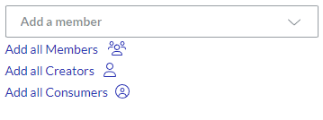 Links Under the Add a member Drop-down List on the Create Team Page
