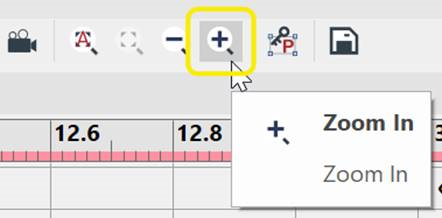 You can also click the Zoom In icon at the Toolbar in the Animation Timeline pane.