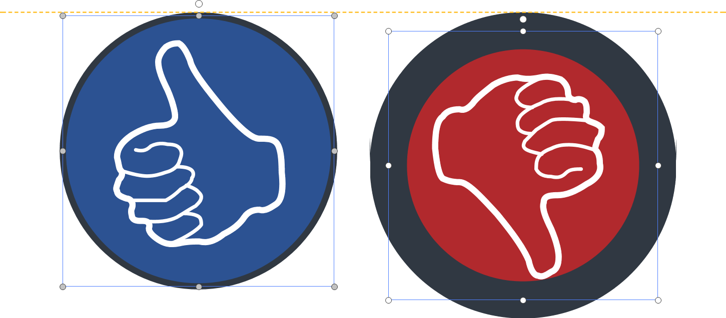 Objects Aligned at the Top Outside the Outlines