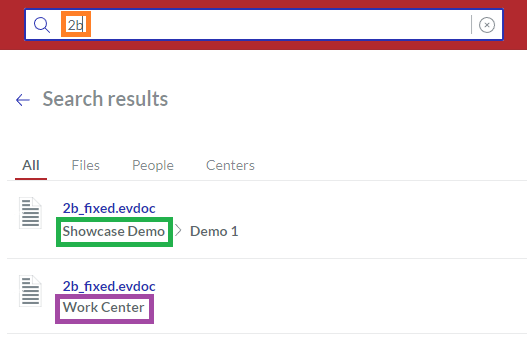 Searching Files in the Workspace from Search results Page