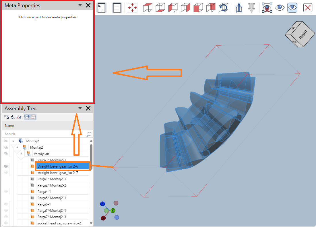 Selected Part Has No Meta-properties in the Meta Properties pane of the 3D Viewer
