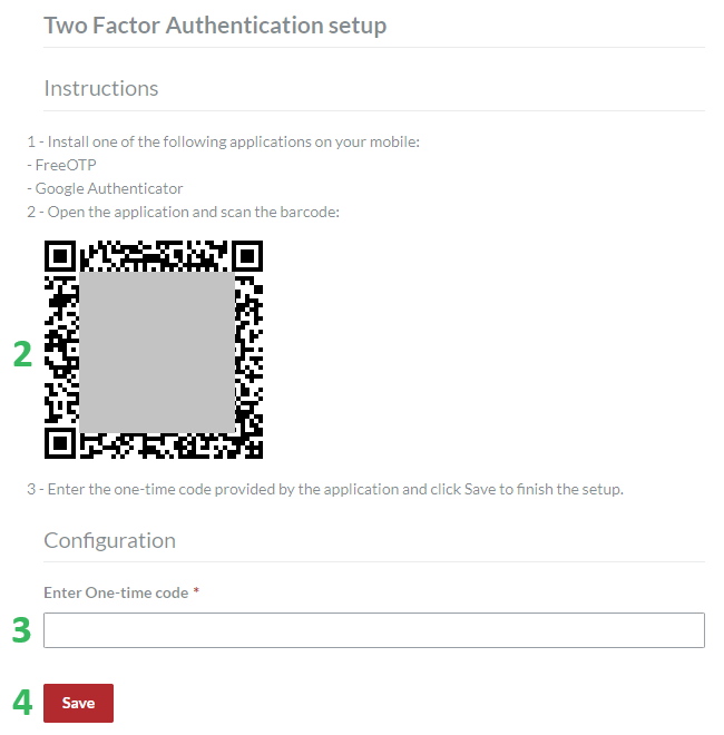 Two Factor Authentication setup