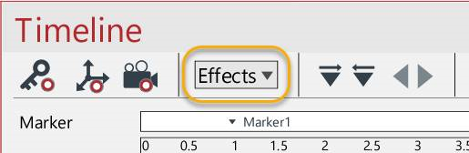 Effects drop-down menu from the Toolbar in the Animation Timeline pane.