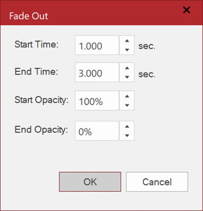 Fade Out dialog box