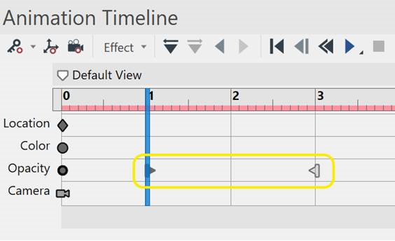 A pair of Fade Out keys will appear in the Opacity Key row.